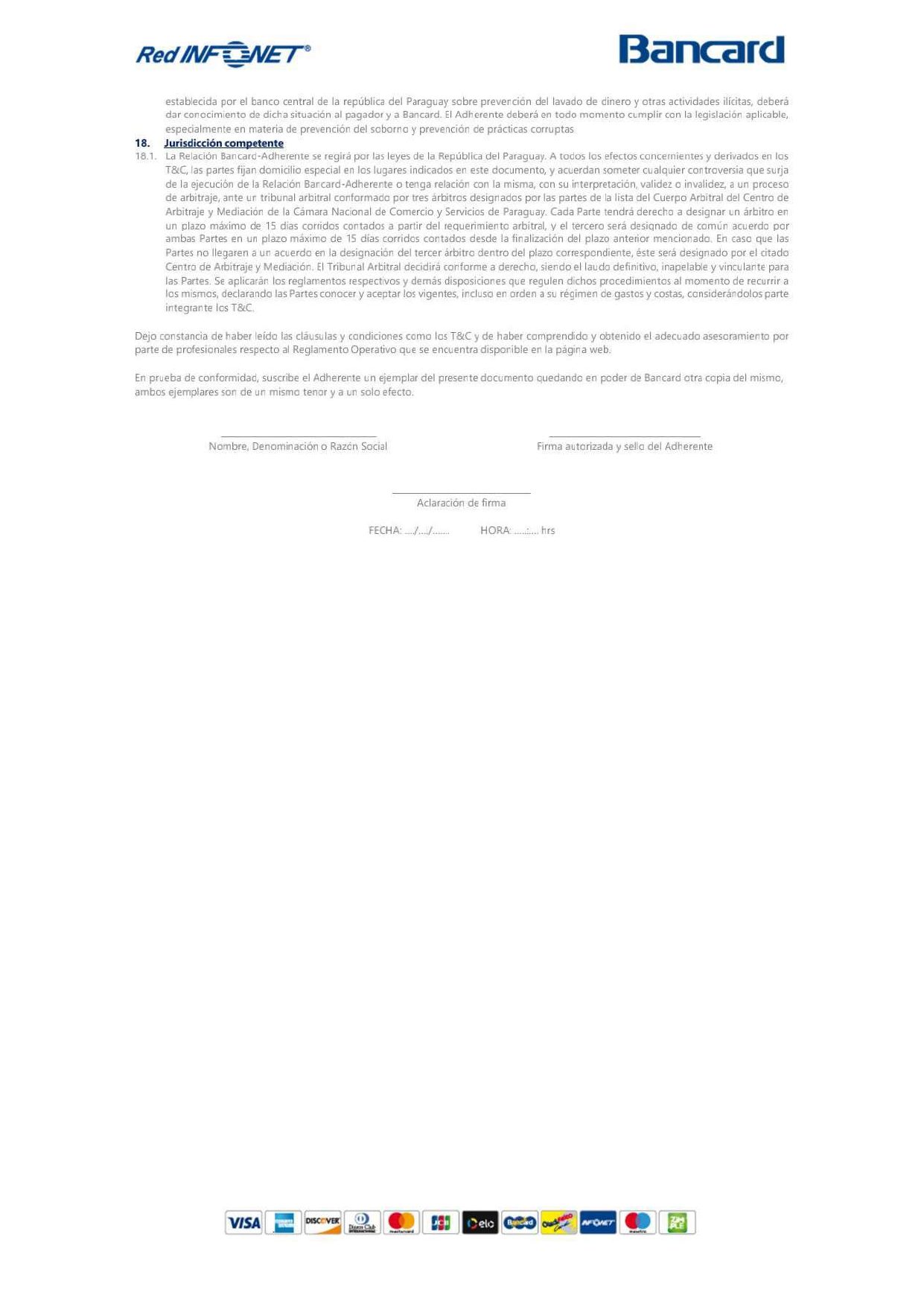 Formulario de adhesión Bancard — página 8
